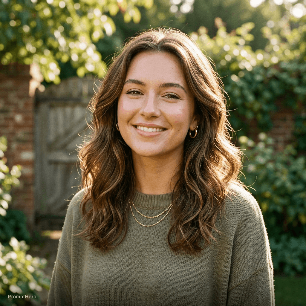 AI generated: natural glow up — clear skin, minimal makeup, soft natural light, relaxed confidence