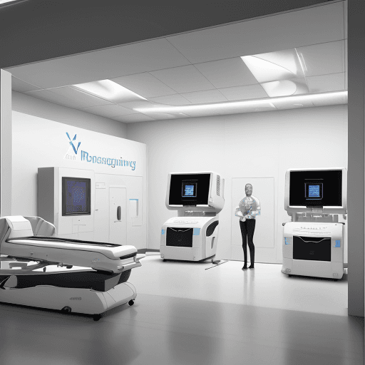 AI generated: 
Create an image of a modern radiology team standing proudly around their advanced imaging machines,...