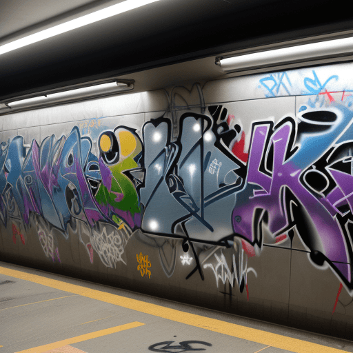 AI generated: high resolution photography, a group of people graffiting ''altered'' in a subway