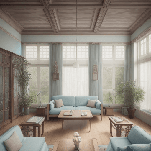 AI generated: High resolution photography interior design, dreamy sunken living room conversation pit, wooden floo...