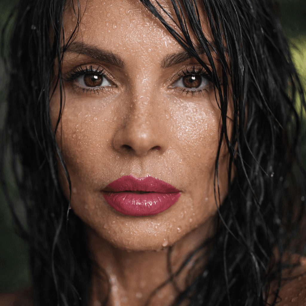 AI generated: {
  "subject": {
    "type": "female model",
    "expression": "pink bold lips",
    "eyes": {
     ...