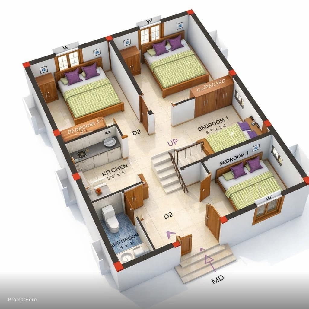 AI generated: Realistic isometric 3D architectural render.