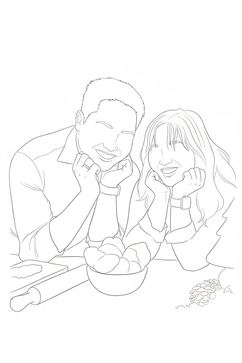 AI generated: Using the attached photo as reference, create a hand-drawn line art illustration. Draw only the outl...