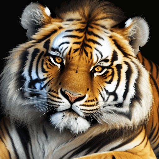 AI generated:  mix of tiger and lion face 