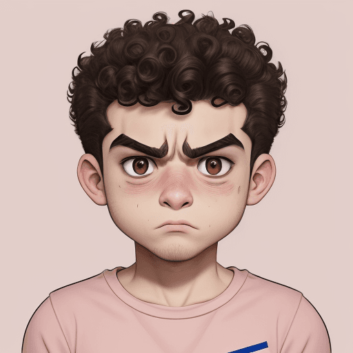 AI generated: create a boy of 1.60, weight 73kg, with curls and a Cuban cut, with a bad face, with 2 lines crossed...