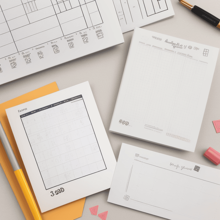 AI generated: brand new post stamps, 3D elements, planning system, weekly to do list, simple pattern, Highlighting...