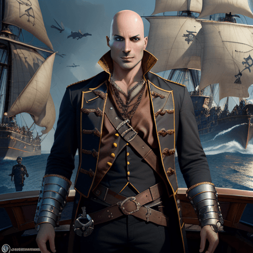 AI generated: male villain, bald,  full body portrait, face horribly burned, highly detailed, detailed face, detai...