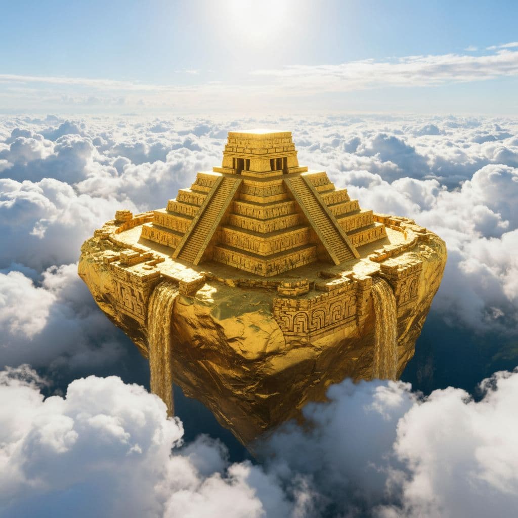 AI generated: recreate as a golden castle in the sky 
