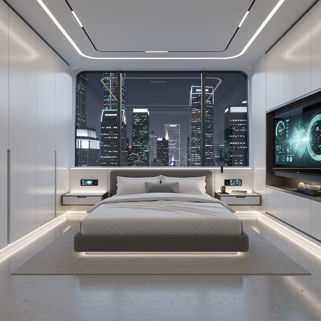 AI generated: a high end futuristic bedroom
