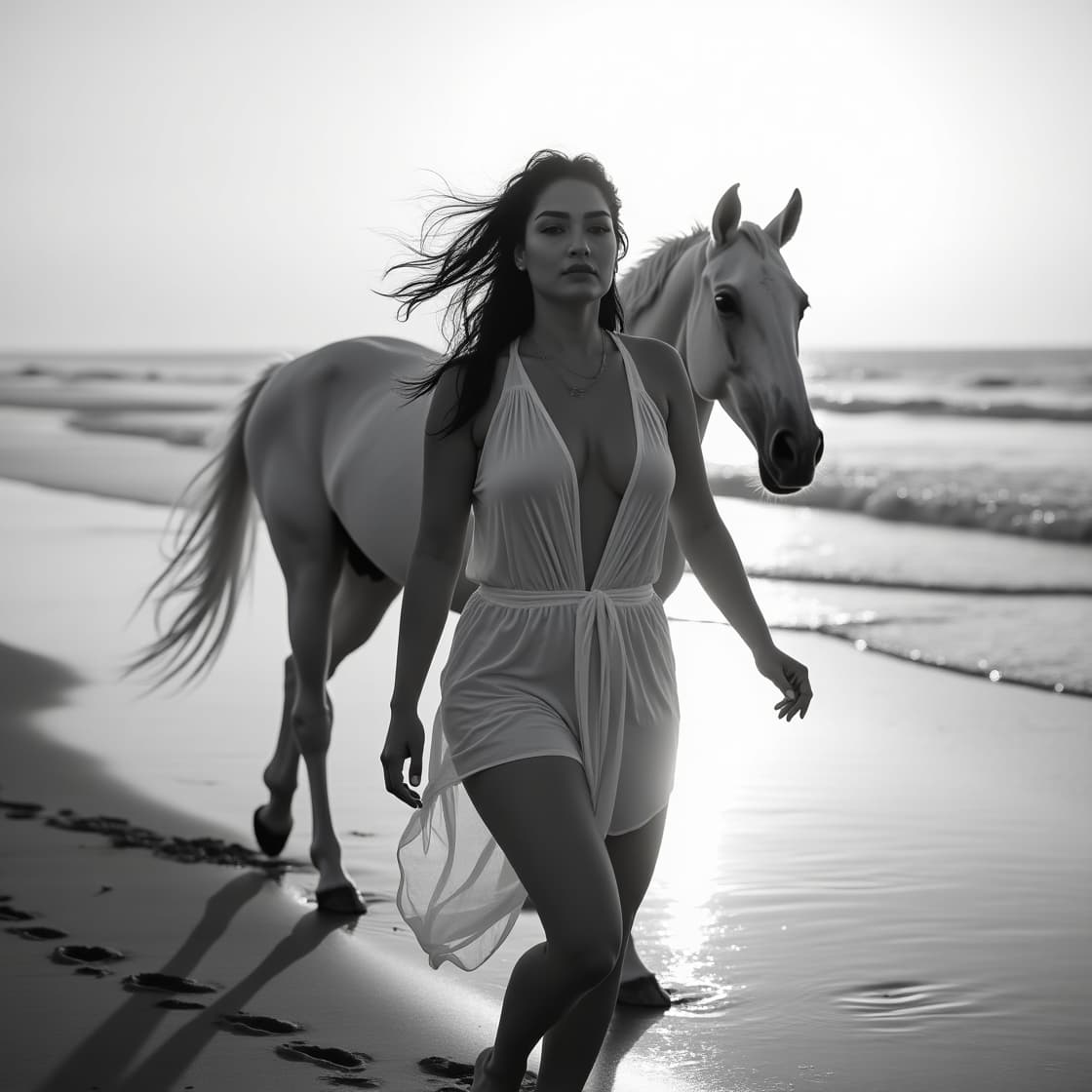 AI generated: **High-resolution fashion editorial photograph of a breathtaking volpturous curvy Indian woman runni...