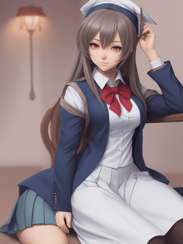 AI generated: beautiful anime girl in scholar uniform
