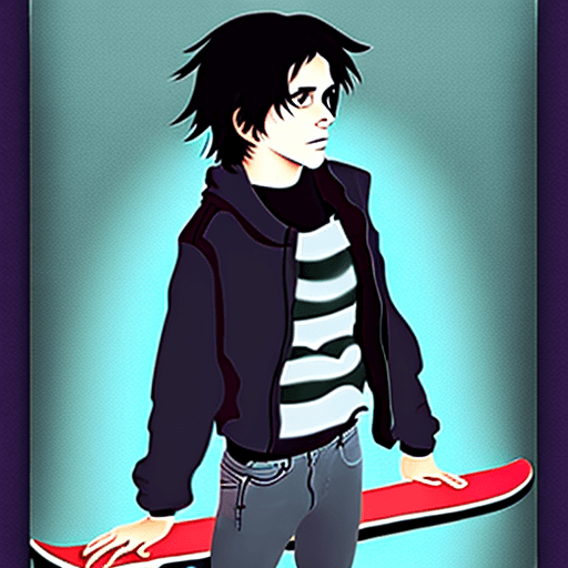 AI generated: Realistic Nico di angelo with a skateboard