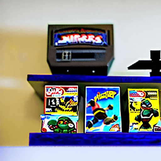 AI generated: Create a plane of objects. It includes a Super Nintendo console, a Master System, a Mega Drive and a...