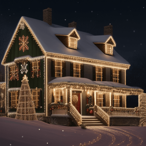 AI generated: 
Christmas decorated house, cinematic wallpaper HD quality