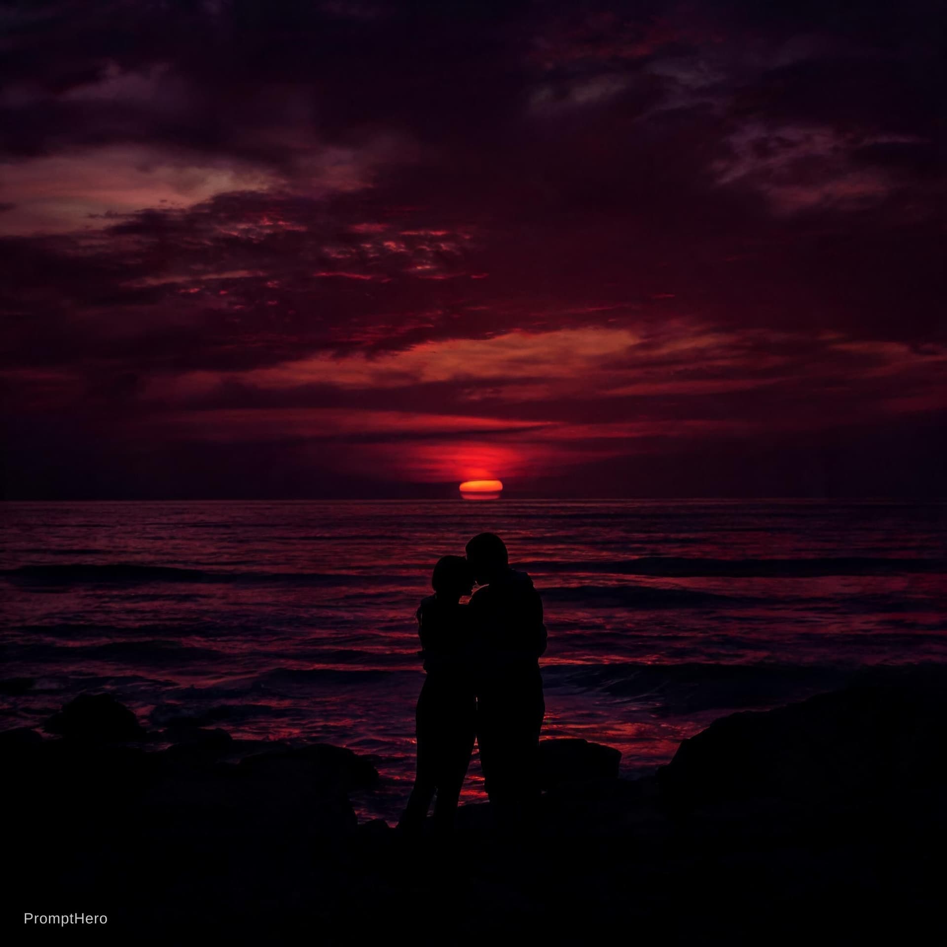 AI generated: A beautiful and darkest romantic sunset