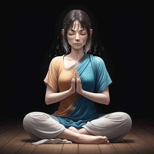 AI generated: A person meditating with tears, with natural colours