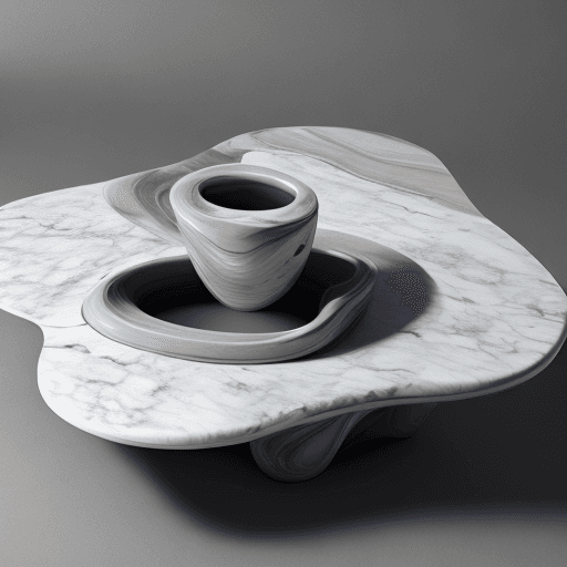 AI generated: marble coffee table, abstract shape, behance, biomorphic, vray tracing, vray, product design photogr...