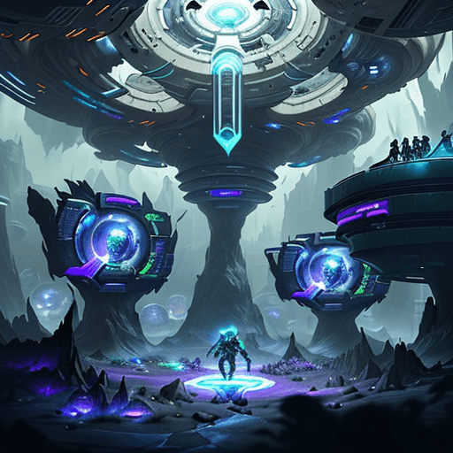 AI generated: ((League of Legends: Ekko),(a man:1.4),Plug Suit),Sprawling underground landscapes,A large circular ...