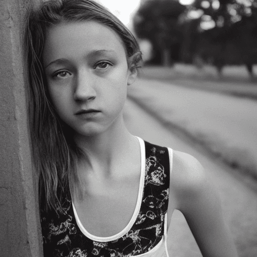 AI generated: a black and white photo of a woman in a tank top, in style of alasdair mclellan, young and slender, ...