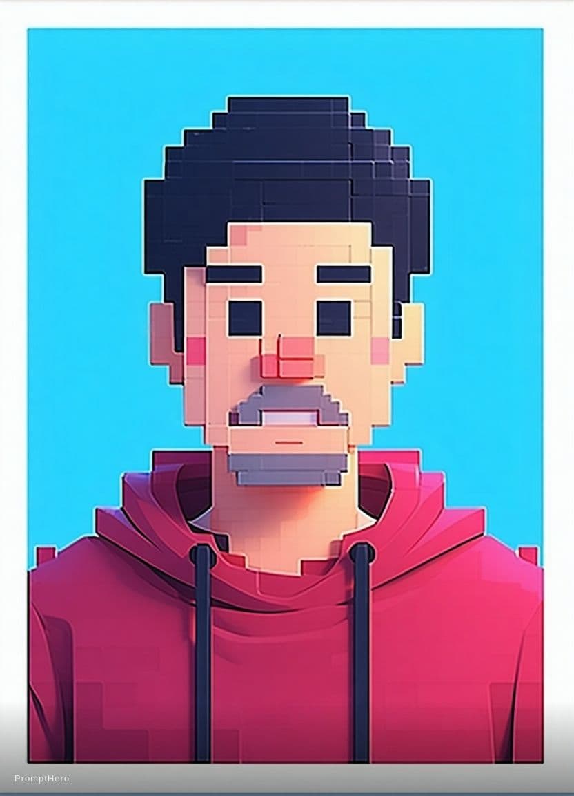 AI generated: 8bit character with huge pixel size, 32x32 pixel