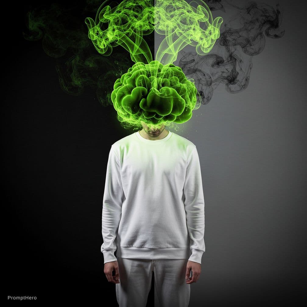 AI generated: photograph, front central shot, full-length, unknown gender figure, black and vibrant radioactive gr...