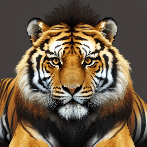 AI generated:  mix of tiger and lion face 