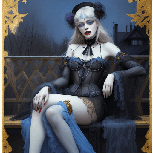 AI generated: Halloween By Pyotr Konchalovsky :: acrylic illustration and 24 karat gold leaf over photograph detai...