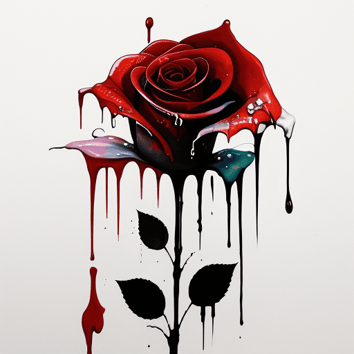 AI generated: a rose with paint drips

