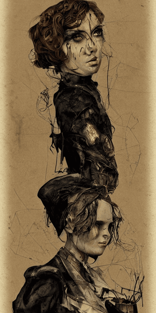 AI generated: Concept art of a beautiful female industrial 1900s gangster, Sam Weber, Joao Ruas, Octavi Arrizabala...