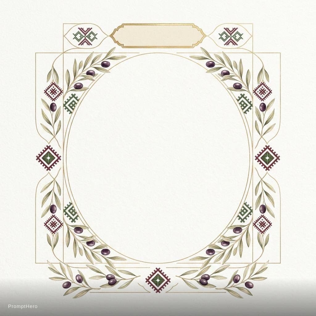 AI generated: A luxurious and minimalist artistic border with a deep Palestinian and Arabic identity, inspired by ...
