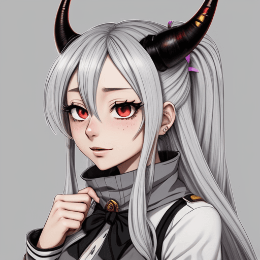 AI generated: Eri (mha), single horn, grey hair