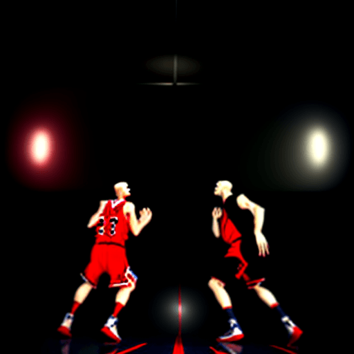 AI generated: a two headed man playing basketball, dressed in Chicago Bulls uniform, Chicago Bulls jersey, realist...