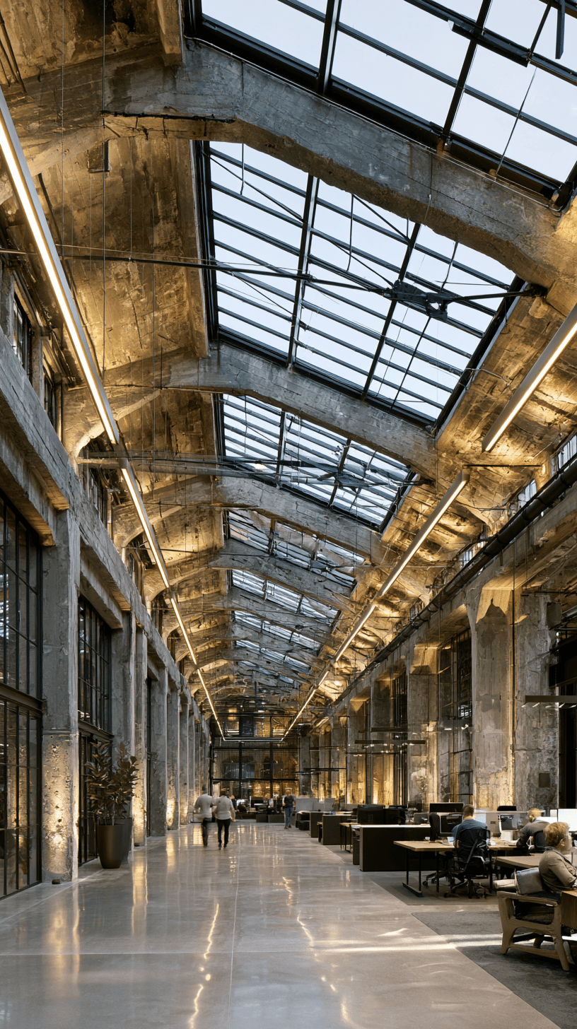 AI generated: architectural photography, reuse architecture interior space, modern brushed titanium fixtures, illu...