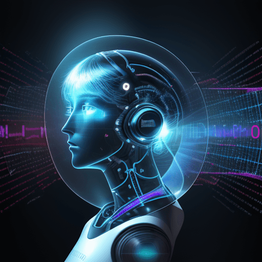 AI generated: hologram, bigdata, high technology, sound wave, digital landscape, neural network, Humanoid, reflact...