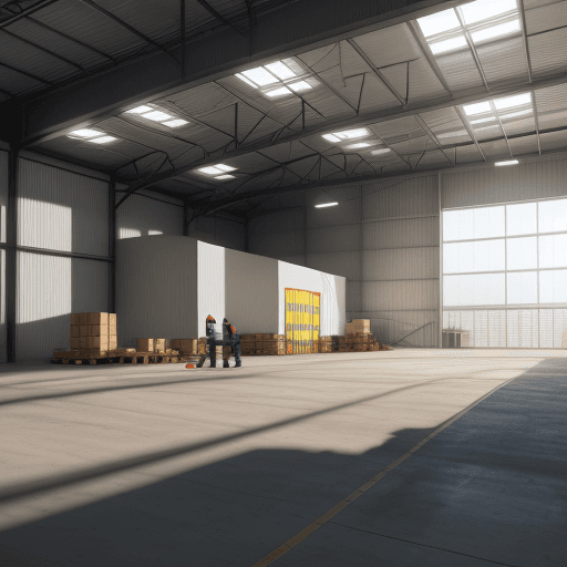 AI generated: maintenance engineering, warehouse with a middle-aged man doing checks. realistic, natural light and...