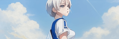 AI generated: perfect anime quality, masterpiece, school, white bra, short sleeves, blue uniform, campus, medium w...