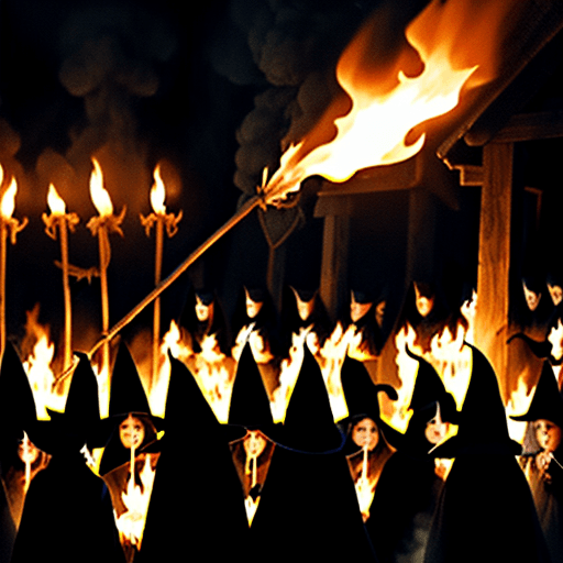 AI generated: Crowd of witches Being Burned (STAKE)