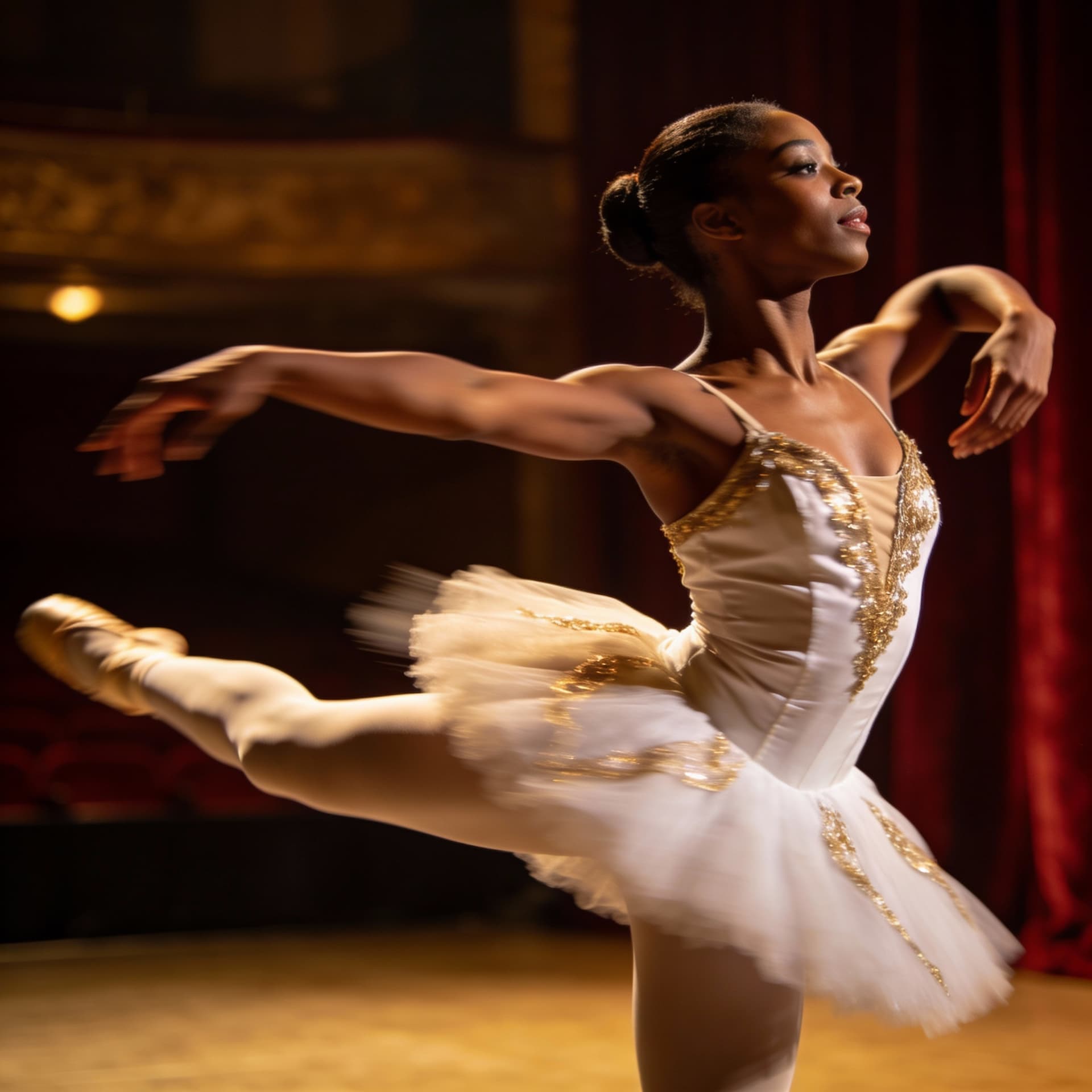 AI generated: A black woman dancing ballet.