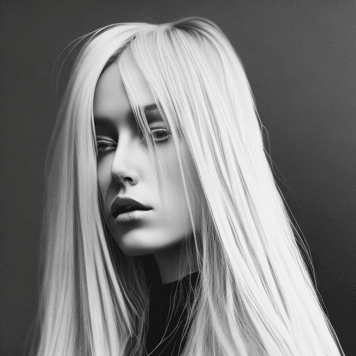 AI generated: disposable photography of beautiful jet black with blonde streak's  hair color model, 8k, photo real...