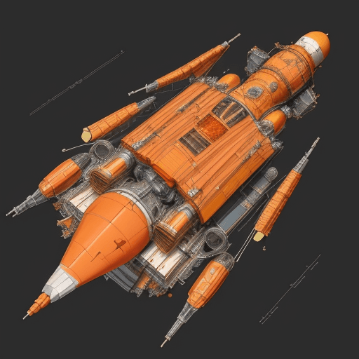 AI generated: Produce a detailed technical illustration of a spacecraft, showcasing a cutaway design that reveals ...