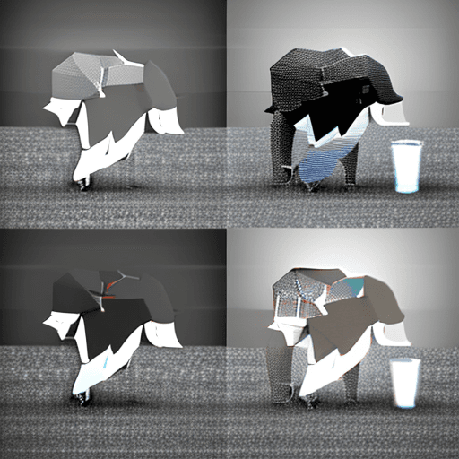 AI generated: 3d origami elephant design logo on black background