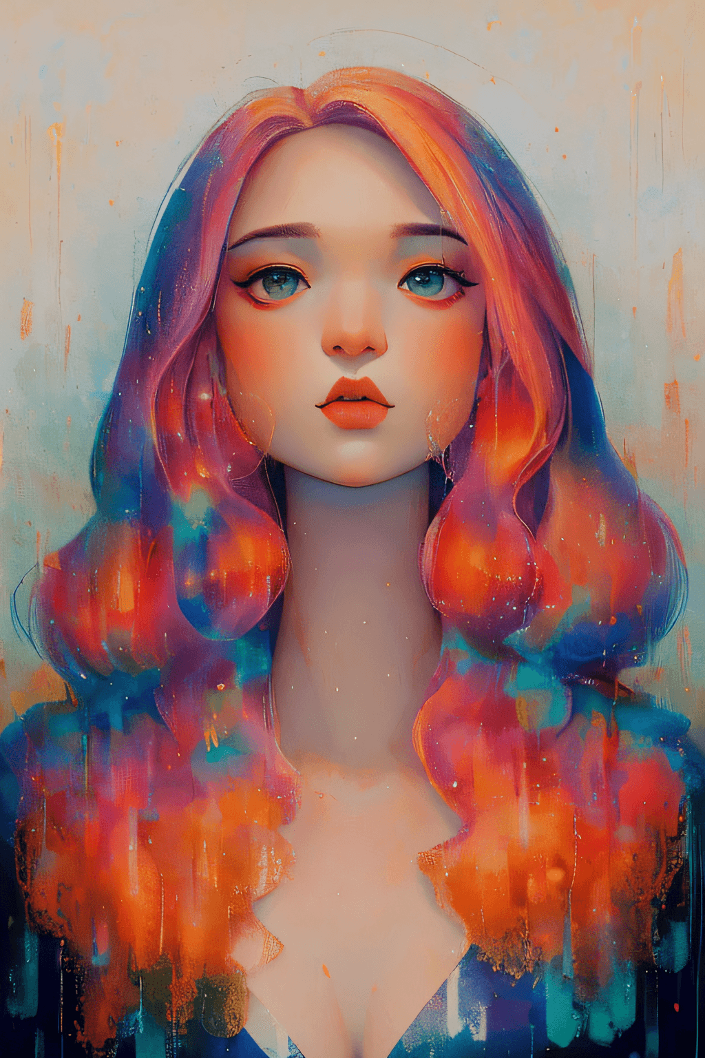 AI generated: 1girl, a painting by mse a woman by agnes cecile, luminous design, pastel colours, ink drips, autumn...