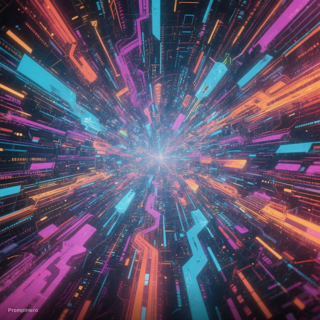 AI generated: white background abstract techno  colorful