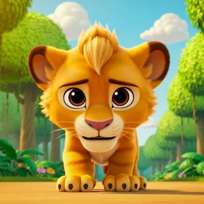 AI generated video: Create a 1-minute colorful animated kids video for YouTube.

Theme: “The Brave Little Lion”

Style:
...