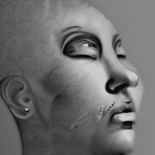 AI generated: Surreal illustration of two white faces, one laughing widely and the other crying, dramatic pose, li...