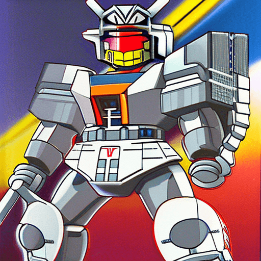 AI generated: illustration of RX-78-2 Gundam, with shield and weapon, in the style of Kunio Okawara, anime, Mobile...