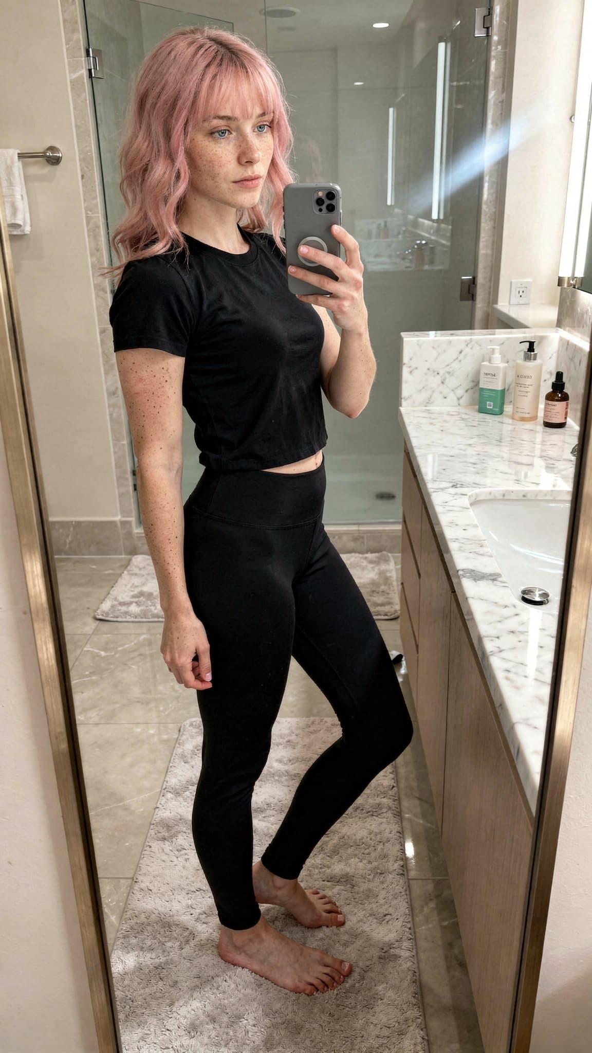 AI generated: {
  "subject_core": {
    "demographics": "19-year-old female influencer , porcelain skin with highl...