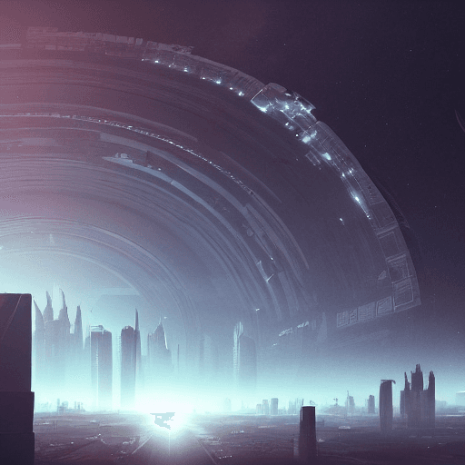 AI generated: space view alien detailed megacity background inspired by artist yuri shwedoff on artstation