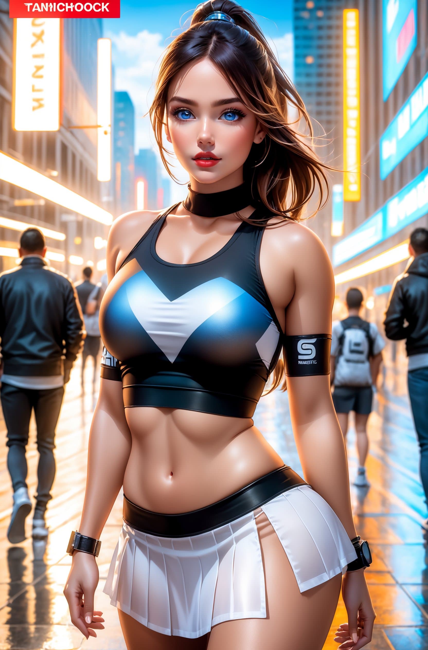 AI generated: extremely detailed CG unity 8k wallpaper) full body portrait of the most beautiful fitness girl in t...
