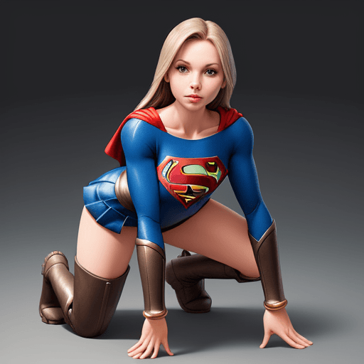AI generated: super girl  bending down hands on bottom,smooth ,high boots, mini skirt , full body,perfect anatomy,...